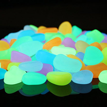 Shiny Stone 120pcs Glow in The Dark Aquarium Pebbles, Mixed Color | Fish Tank Rocks, Glowing Gravel, Luminous Stones, For Aquarium Succulent Garden - color: Mixed Color