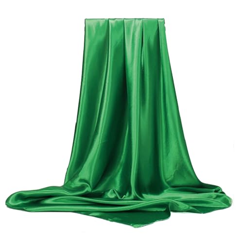 Elegant Satin Jersey Muslim Hijab Scarf Square Soft Head Wrap Scarves Shawl for Women Girls - color: Green(90*90cm)