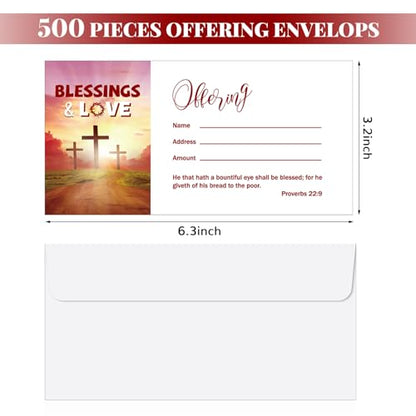 Woanger 500 Count Tithes and Offering Envelopes for Donation Envelope Bill Size Checks and Cash for Tithes and Offering(Blessing) - style: Blessing
