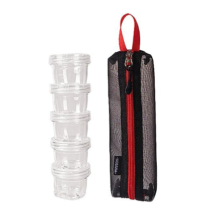Portable Camping Spicing Travel Set, Spicing Storage Bag With 5 Seasoning Bottle Picnics Fishing Barbecue Seasoning Box Keep Spices Dry
