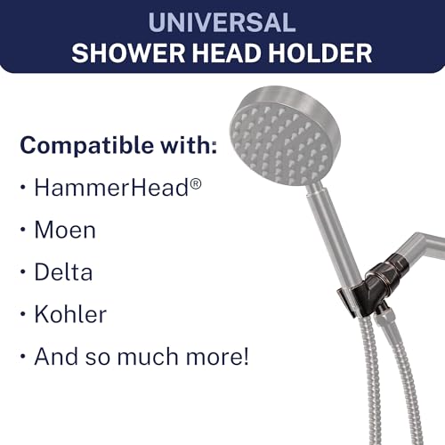 HammerHead Showers Solid Metal Handheld Showerhead Holder, Adjustable Wand Holder with Universal Wall Hook Bracket and Brass Pivot Ball, Oil Rubbed Bronze - color: Oil Rubbed Bronze
