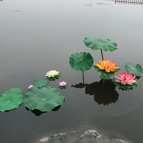 DOITOOL Lily Pads for Ponds Artificial Floating Foam Lotus Leaves, 3PCS Realistic Lily Pads Leaves Artificial Water Ornaments for Pond Pool Aquarium Water Decoration (40X40CM)