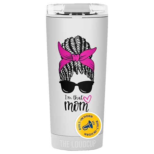 The LoudCup Blow Horn Tumbler, Cheer & Sip 2-in-1 Reusable Water Bottle with Built-In Horn for Sports Games, Tailgates, Parties & Events, BPA-Free, 16 oz, That Mom (Pink Bow) - color: That Mom (Pink Bow), size: 16 Ounces