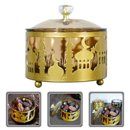 VOSAREA 3pcs Ramadan Tray with Lid Eid Mubarak Candy Dish Decorative Ramadan Food Container Eid Cookie Trays Trinket Box for Eid Party Supplies