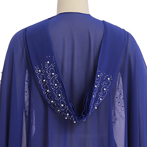 OBEEII Muslim Dress for Women Loose Batwing Sleeved Hooded Beaded Embroidery Long Abaya Dress Kaftan Abayas Islamic Robe - color: Bs06
