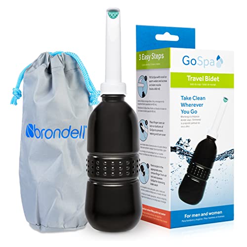 Brondell GoSpa Travel Bidet GS-70 – Portable Peri Bottle for Postpartum & Perineal Care, 400ml Handheld Bidet with Angled Nozzle, Collapsible Design, Nozzle Storage & Travel Bag, Midnight - color: Midnight