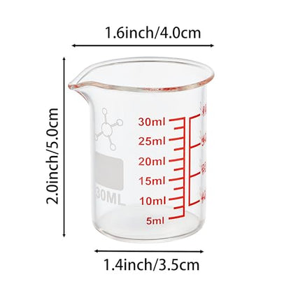 High Borosilicate Glass Measuring Cup-V-Shaped Spout，Glass Measuring Beaker for Kitchen or Restaurant, Easy to Read, 30 ML (1 Oz)-Pack of 2 - size: 30ml (1oz) - Pack of 2