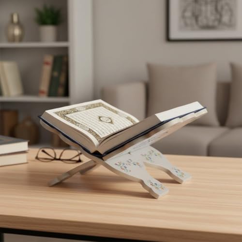 Wooden Foldable Book Holder, Adjustable Hand Carved Stand for Quran Bible, Islamic Muslim Prayer Book Holder, Ramadan Eid Party Ornament Display Rack : Office Products