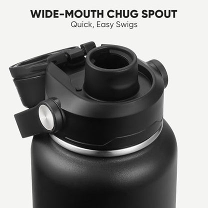 CIVAGO 24 oz Insulated Stainless Steel Water Bottle with Detachable Straw, Large Metal Water Jug with Bucket Handle, Leakproof Sports Water Flask with Silicone Boot, Dishwasher Safe, Indigo Black - color: .Indigo Black, size: 24 Ounces