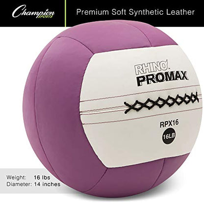 Champion Sports Rhino Promax Wall Balls - Soft Shell Non-Slip Grip for Weightlifting, Plyometrics, Cross Training, & Home Gym - style: 16 LBS