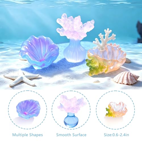 13Pcs Glow in The Dark Mini Ocean Creatures Decor Luminous Resin Sea Animal Figurines Tiny DIY Ornaments for Fairy Garden Aquarium Fish Tank Decor