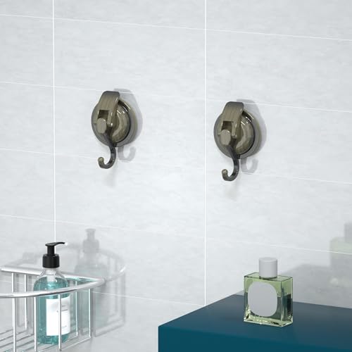 Heavy Duty Vacuum Suction Cup Hooks, Green Bronze Plated Polished Super Suction for Kitchen Bathroom, 2 Pack - color: Green Bronze
