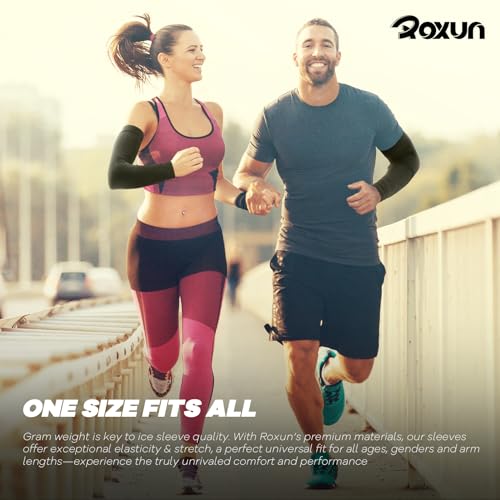ROXUN Arm Sleeves, Cooling UV Sun Protection Sports Compression for Men/Women - color: 2 Pairs - Black+fluorescent