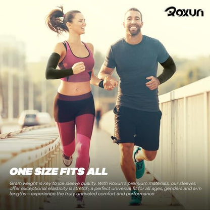 ROXUN Arm Sleeves, Cooling UV Sun Protection Sports Compression for Men/Women - color: 2 Pairs - Black+purple