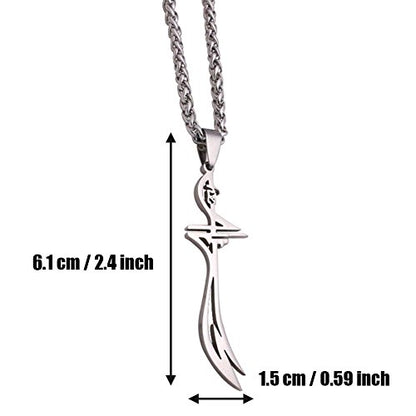 ZKDC Islam muslim HZ Zulfiqar Sword of Imam Ali stainless steel necklace 60 cm chain