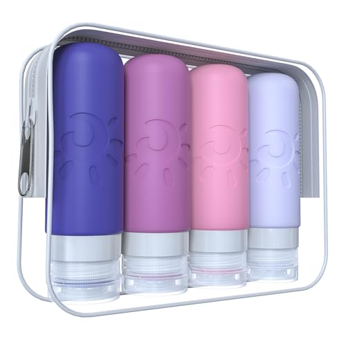 Zafit Travel Bottles for Toiletries, TSA Approved Travel Containers 3oz Leak Proof Travel Tubs Refillable Liquid Travel Accessories for Shampoo Conditioner Lotion Body Wash(Multicolored I) - color: Multicolored I