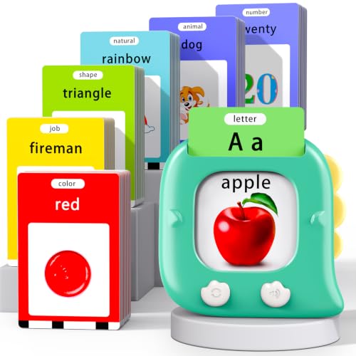 Kidzdo 254 Words Talking Flash Cards, Birthday Gifts for 3 4 5 6 Years Old Boys and Girls, Language Learning Toys, Green - color: Green, size: 254 Words(abc, numbers 0-20)