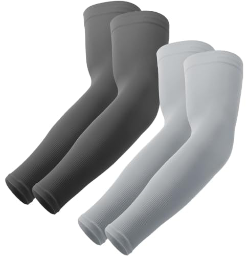 OutdoorEssentials UV Sun Sleeves for Men & Women, Cooling Arm Sleeves UPF 50+ | Golf, Tattoo Cover Up, Sun Protection - color: (2 Pairs): 1 Dark Gray, 1 Light Gray
