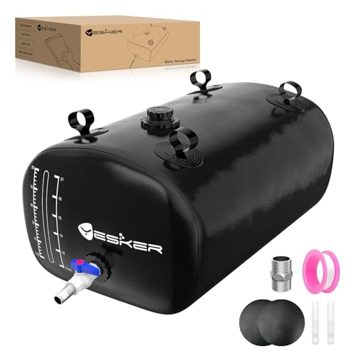 Yesker Portable Water Storage Bladder 30 Gallon – Heavy-Duty 1000D PVC Foldable Water Bladder Tank with 3/4" PVC Spigot for Garden, Camping & Car Use, Black - color: Black, size: 30 Gallons