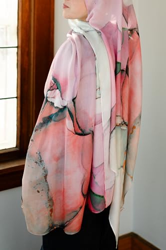 Women's Signature Lux Cotton-Modal Hijab Scarf. Soft, Breathable, Lightweight Wrap or Shawl for Modest Everyday Fashion - color: Pink Opal