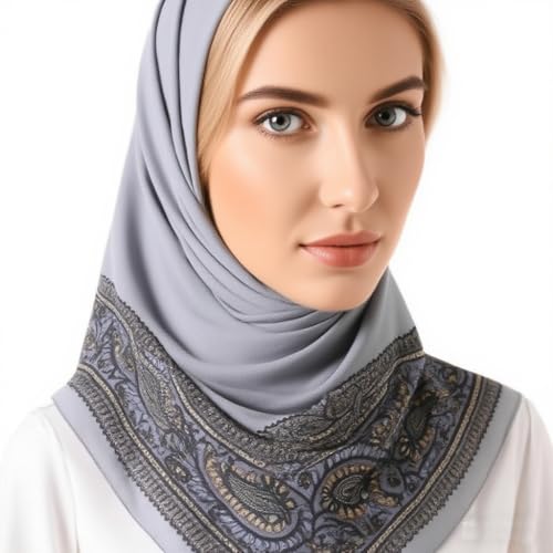 K-Elewon Large Square Scarf 51" Headscarf Chiffon Fashion Scarves Turbans Hair Wrapping Scarfs - color: A-grey