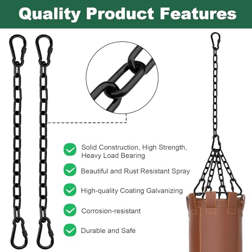 79inch Extra Long Safety Suspension Chain Set, 2000mm with 4 Clasps, Seamless Welding, Easy Install for Chandelier, Camping, Fence Gate - size: 79inch
