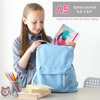 CICPAP Lined Spiral Journal Notebook, A5 College Ruled Notebook for Journaling, Note-Taking, and Daily Planning, Durable Hardcover with an Elegant Design, Paint - color: K-Paint