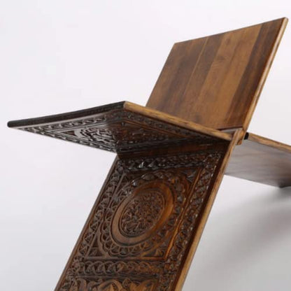 Luxury Big Size Carved Wooden Quran Holder | Islamic Book Stand, Rihal | Adjustable Koran Lectern for Floor | Reading Stand