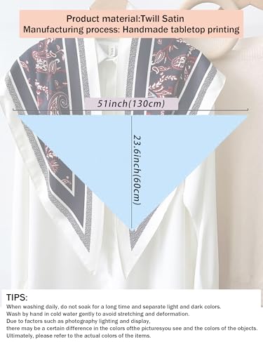 Triangle Shawls Scarf Head Hair Neck For Women Scarves Fashion Silk Feeling Lady Lightweight 51 * 23.6inch - color: K35-black Background With Large（51*23.6inch）