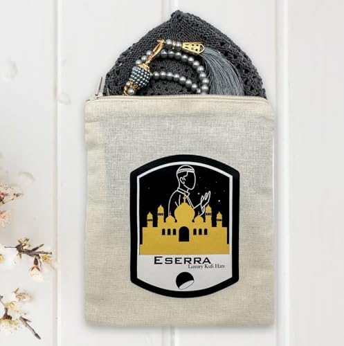 ESERRA Kufi Hats for Men and Women with 99 Tasbih Prayer Beads, Muslim Thick Breathable Skull Cap, Tasbeeh, Prayer Cap - color: Gray