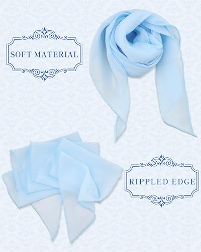 Chiffon Scarf for Women, Removable Flower Neck Scarf Light Soft Fashion Rose Scarves Versatile Headband or Hair Band - color: Light Blue