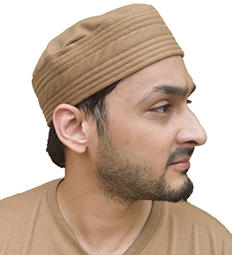 Kufi Hat for Men Soft Fabric Prayer Hat for Men - Warm Muslim Hat for Men- Beanie Prayer Kufi- Muslim Kufi for Men - color: Coffee, size: Small