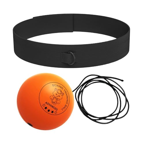 Punching Ball with Headband Adjustable Breathable Soft | Home Boxing Reflex Ball Punching Game for Men Women Adults Beginner Workout Exercise Relief Fitness MMA - color: Orange