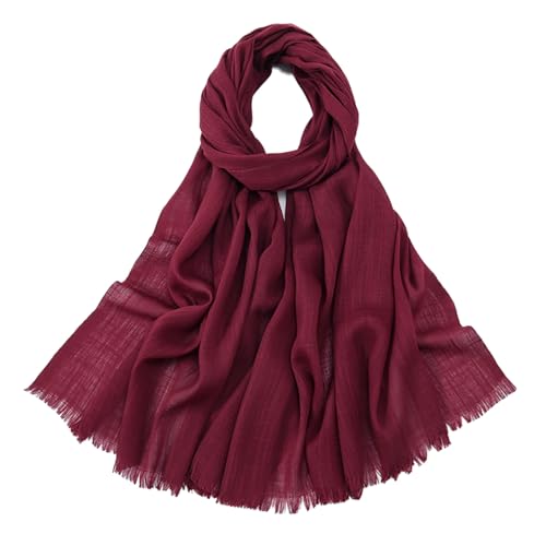 Women's Summer Scarf Lightweight And Soft Bamboo Cotton Headscarf - color: Burgundy