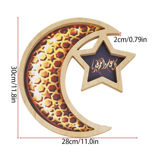 Wooden Eid Mubarak Dessert Tray, Star and Moon Tray Ramadan Serving Tray, Ramadan Decorations for Table Islam Muslim Party Festival Party