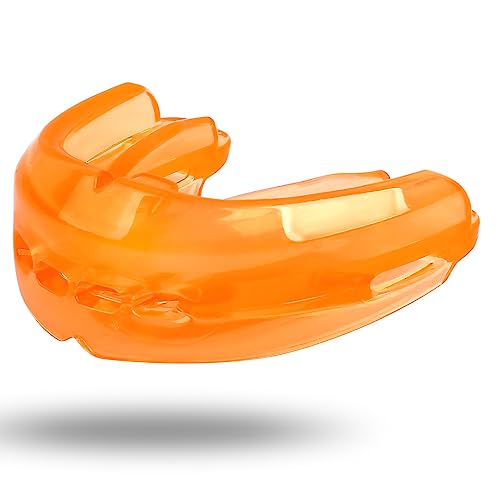 Mouth Guard Sports Youth Adult,Mouth Guard for Braces Soft,No Boiling - color: Orange/Strapless