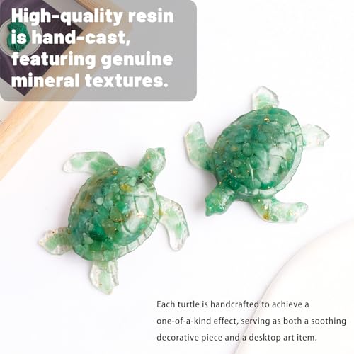 Crystal Turtle Figurine, Handmade Resin Sea Turtle Statue, 1 Piece, for Home, Office, Desk, Shelf, Fish Tank or Meditation Space (Green Aventurine) - color: Green Aventurine