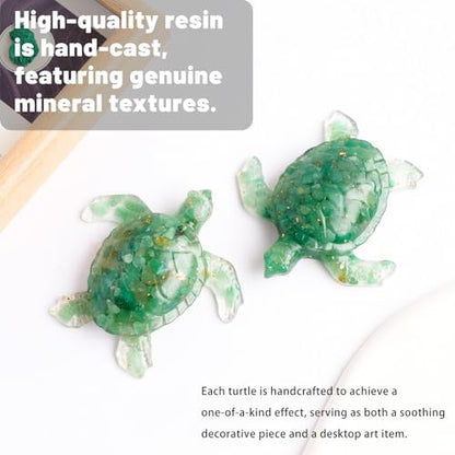 Crystal Turtle Figurine, Handmade Resin Sea Turtle Statue, 1 Piece, for Home, Office, Desk, Shelf, Fish Tank or Meditation Space (Green Aventurine) - color: Green Aventurine