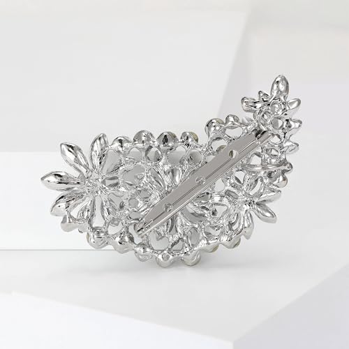 Ezing 4 Pieces Lot Large Big Silver Gold Plated Assorted Crystal Rhinestones Brooch Pins Set - color: F