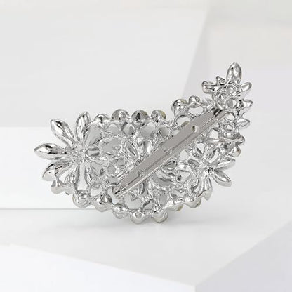 Ezing 4 Pieces Lot Large Big Silver Gold Plated Assorted Crystal Rhinestones Brooch Pins Set - color: F