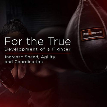 Leather Speed Bag – Rapid Rebound Pear-Shaped Punching Ball with Durable Latex Bladder for Boxing, MMA & Home Gym - color: Black, size: M - 7"x10"