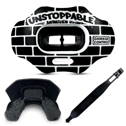 DAMAGE CONTROL Youth Football Mouth Guard – Breathable No Boil Mouthpiece, Protects Lips & Teeth, Works with Braces, Includes Helmet Strap – Sports Gear & Accessories (Unstoppable) - color: Unstoppable