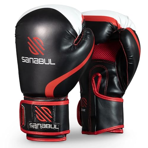 Sanabul Essential Gel Boxing Gloves for Men & Women, Kickboxing MMA, Muay Thai Gloves and Heavy Bag Training Punching & Sparring - color: Black/Red, size: 14 oz