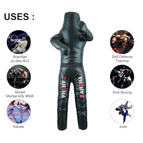 BJJ Wrestling Grappling Throwing Dummy Bag, Unfilled, PU Leather