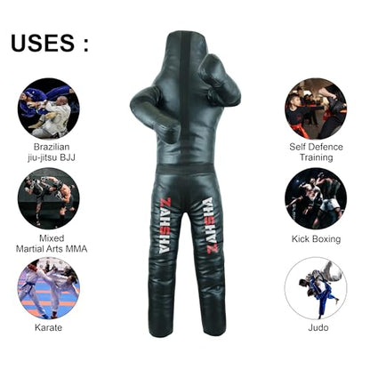 BJJ Wrestling Grappling Throwing Dummy Bag, Unfilled, PU Leather