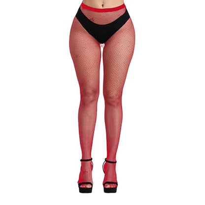 Bestjybt Womens Fishnet Tights High Waist Mesh Fish Net Stockings Pantyhose | Cool Pattern, Sexy, Perfect For Daily Use, Costume Halloween Cospaly, Versatile, Stretchy, Non-Itchy, Great Fit - color: Red