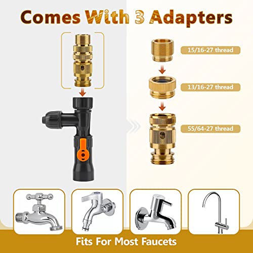 hygger Bucket-Free Aquarium Water Change Kit Metal Faucet Connector Fish Tank Vacuum Siphon Gravel Cleaner with Long Hose 49FT Drain & Fill - size: 49 Foot(Pack of 1)