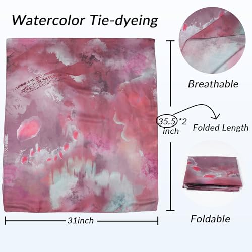 Printed Hijab for Women Printing Hijab Scarf for Women Muslim Islamic Prayer Clothes 1pc Muslim Women's Khimar - color: Rose Watercolor