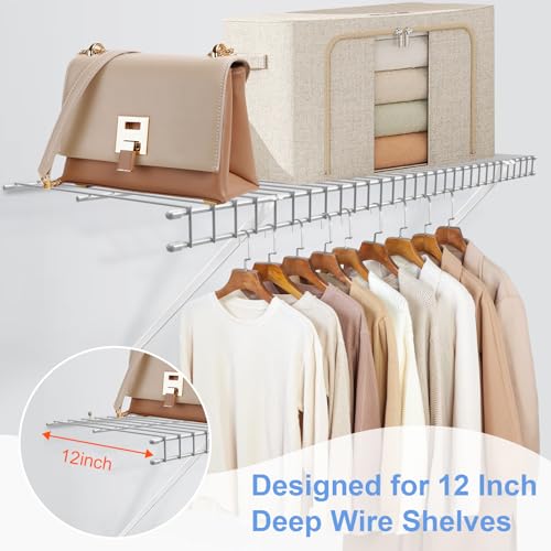 12 Inch Wire Shelf Brackets Set, 4 Pack Metal White Closet Support Bracket with End Brackets & Clips for Wire Shelving Wall Bracket Installation, Support Wire Closet Shelves Racks(4 Pack) - size: 4 Pack