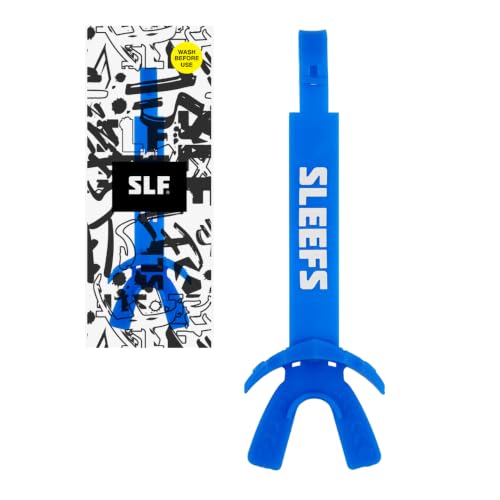 SLEEFS X Blue Football Mouth Guard - Lip/Mouthguard with Helmet Strap - Lip/Teeth Protector Mouthpiece - Moldable - for Youth/Adults, Men & Women Mouth Guard, Maximum Air Flow, Lacrosse, All Sports - color: Blue